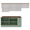 Ver imagem 5 de Cozinha Modulada Completa 6 Peças 100% MDF Americana Provençal com Tampo e Rodapé Iluminata Verde/Mi