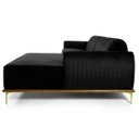 Ver imagem 6 de Sofá 2,55M 4 Lugares com Chaise Direito Pés Gold Molino B-300 Veludo Preto - Domi