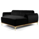 Ver imagem 1 de Sofá 2,55M 4 Lugares com Chaise Direito Pés Gold Molino B-300 Veludo Preto - Domi