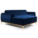 Ver imagem 1 de Sofá 2,65M 4 Lugares com Chaise Esquerdo Pés Gold Molino B-304 Veludo Azul Marinho - Domi