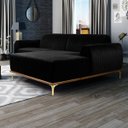 Ver imagem 2 de Sofá 2,65M 4 Lugares com Chaise Direito Pés Gold Molino B-300 Veludo Preto - Domi