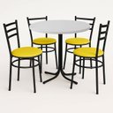 Ver imagem 1 de Mesa de Jantar Redonda 80cm Branca com 4 Cadeiras Estofada Preta