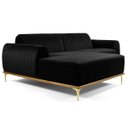 Ver imagem 1 de Sofá 2,45M 4 Lugares com Chaise Esquerdo Pés Gold Molino B-300 Veludo Preto - Domi