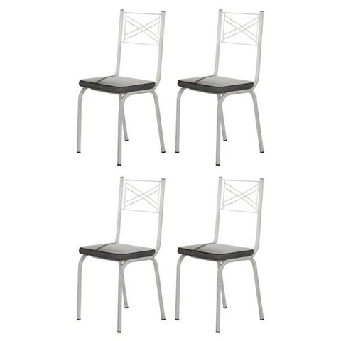 Kit 4 Cadeiras 119 Europa Branco/Platina - Artefamol