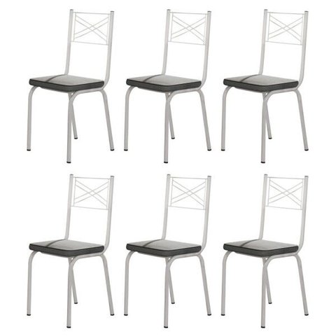 Kit 6 Cadeiras 119 Europa Branco/platina - Artefamol
