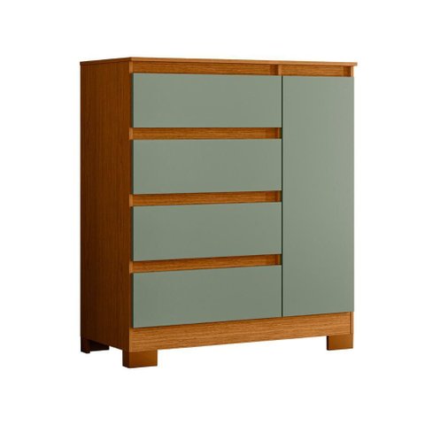 Cômoda Sapateira Olimpia Quarto com 4 Gavetas e 1 Porta Cinamomo/salvia