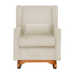 Poltrona Amamentação Balanço Aurora Veludo Bege - Lm Decor - 3