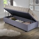 Ver imagem 3 de Base Box Baú 88x188 Suede com Colchão Airtech Ortobom Molas Ensacadas