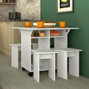 Ver imagem 1 de Conjunto de Mesa com Tampo Dobrável e Bancos - Branco