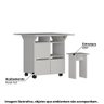 Conjunto de Mesa com Tampo Dobrável e Bancos - Branco - 2