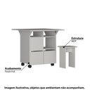 Ver imagem 2 de Conjunto de Mesa com Tampo Dobrável e Bancos - Branco