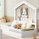 Ver imagem 1 de Cama Infantil Mimo com Casinha Montessoriana Branco - Movelbras