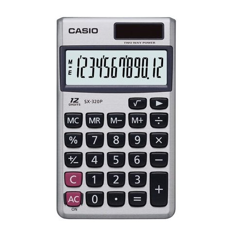 Calculadora Casio de Bolso com Visor 12 Díg e Acabamento Aço Escovado Sx-320P