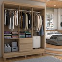 Ver imagem 3 de Guarda-roupa Casal Senna 6 Portas 2 Gavetas Amêndola Touch - Panorama Móveis