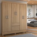 Ver imagem 1 de Guarda-roupa Casal Senna 6 Portas 2 Gavetas Amêndola Touch - Panorama Móveis