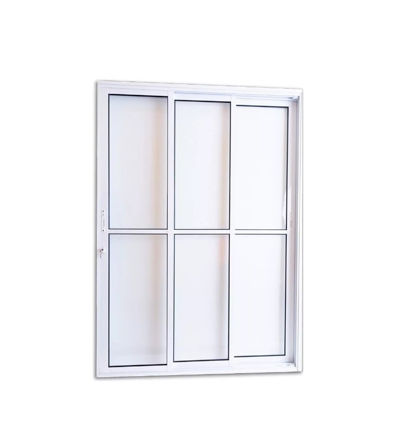 Porta Balcão 3 Folhas Vidro 210x200 Branco Linha 25