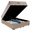 Ver imagem 2 de Cama Box Baú Queen Suede Bipartido + Colchão Ortobom Airtech Molas Ensacadas 65x158x198 Cor:bege