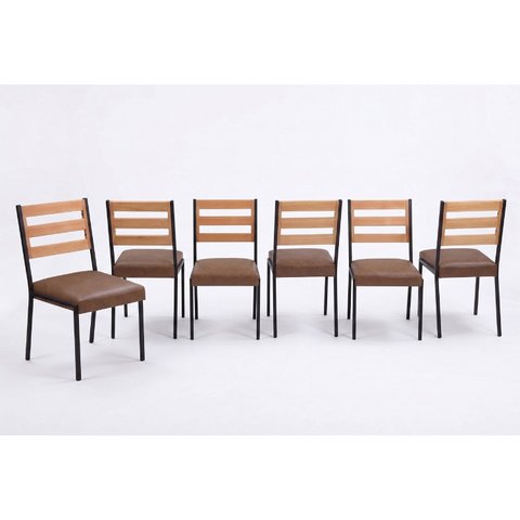 Cadeiras para Sala de Jantar 6 Unidades Londres Courino Marrom Preto Fosco