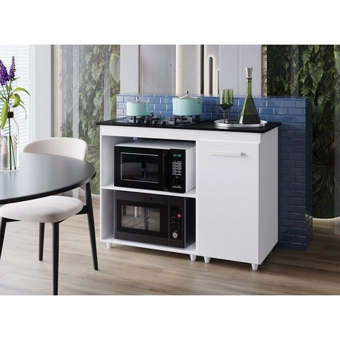 Balcão Sara para Cooktop 4 Bocas 115cm - Branco Móblis