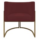 Ver imagem 4 de Poltrona Decorativa Recepção Luna Base de Ferro Dourada - Bordo Corino