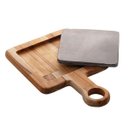 Ver imagem 1 de Tábua Quadrada Em Madeira Teca Com Pedra Ardósia 30X20X2Cm