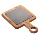 Ver imagem 3 de Tábua Quadrada Em Madeira Teca Com Pedra Ardósia 30X20X2Cm