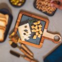 Ver imagem 2 de Tábua Quadrada Em Madeira Teca Com Pedra Ardósia 30X20X2Cm