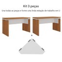 Ver imagem 5 de Conjunto Mesa Diretor em L para Escritório e Atendimento Freijó Branco Marrom Artany