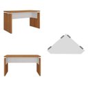 Ver imagem 2 de Conjunto Mesa Diretor em L para Escritório e Atendimento Freijó Branco Marrom Artany
