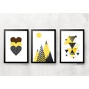 Ver imagem 1 de Kit 3 Quadros decorativos - Geométrico Amarelo