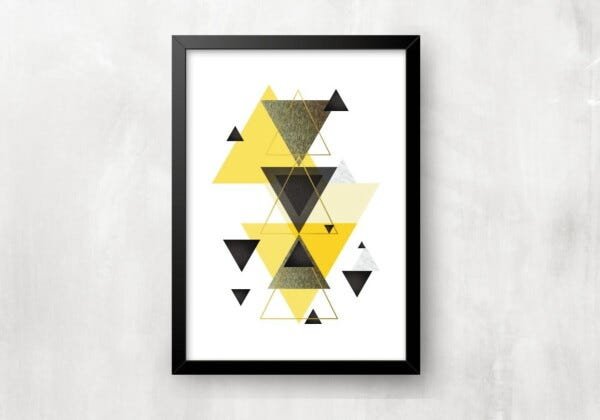 Kit 3 Quadros decorativos - Geométrico Amarelo - 3