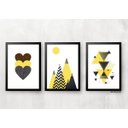 Ver imagem 1 de Kit 3 Quadros Decorativos - Geométrico Amarelo