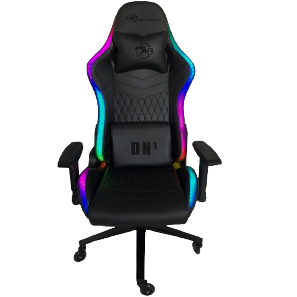 Cadeira Gamer Giratória Reclinável RGB Couro Sintético Preto Draxen - Dn1