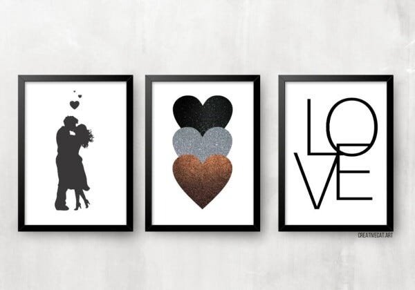 Kit 3 Quadros para casa - Love - 1