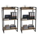 Ver imagem 1 de Kit 2 Estantes Livreiro Multiuso Prisma Estilo Industrial 60cm 3 Prateleiras C08 Carvalho -