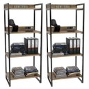 Ver imagem 1 de Kit 2 Estante Livreiro Prisma Estilo Industrial 60cm 4 Prateleiras C08 Carvalho - Mpozenato