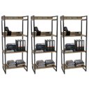 Ver imagem 1 de Kit 3 Estante Livreiro Multiuso Prisma Estilo Industrial 60cm 4 Prateleiras C08 Carvalho -