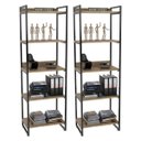 Ver imagem 1 de Kit 2 Estantes Livreiro Multiuso Prisma Estilo Industrial 60cm 5 Prateleiras C08 Carvalho -