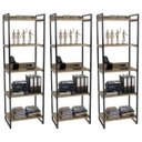 Ver imagem 1 de Kit 3 Estantes Livreiro Multiuso Prisma Estilo Industrial 60cm 5 Prateleiras C08 Carvalho -
