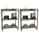 Ver imagem 1 de Kit 2 Estantes Livreiro Multiuso Prisma Estilo Industrial 80cm 3 Prateleiras C08 Carvalho -
