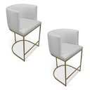 Ver imagem 1 de Kit 2 Banquetas Paola Linho Base Metálica Dourada - D’Rossi A05 Cinza