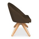 Ver imagem 4 de Kit 6 Poltronas Cadeira Giratória Bela Suede Base Madeira Marrom Pallazio