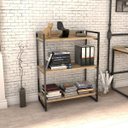 Ver imagem 2 de Kit 3 Estantes Livreiro Multiuso Prisma Estilo Industrial 80cm 3 Prateleiras C08 Carvalho -