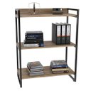 Ver imagem 3 de Kit 3 Estantes Livreiro Multiuso Prisma Estilo Industrial 80cm 3 Prateleiras C08 Carvalho -