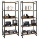 Ver imagem 1 de Kit 2 Estantes Livreiro Multiuso Prisma Estilo Industrial 80cm 5 Prateleiras C08 Carvalho -