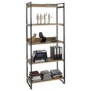 Ver imagem 3 de Kit 2 Estantes Livreiro Multiuso Prisma Estilo Industrial 80cm 5 Prateleiras C08 Carvalho -