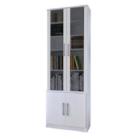 Estante Livreiro Multiuso 4 Portas Vidro Fumê Legend F04 Branco - MPozenato