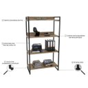 Ver imagem 4 de Kit 2 Estantes Livreiro Multiuso Prisma Estilo Industrial 80cm 4 Prateleiras C08 Carvalho -