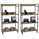 Ver imagem 1 de Kit 2 Estantes Livreiro Multiuso Prisma Estilo Industrial 80cm 4 Prateleiras C08 Carvalho -