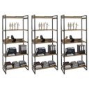 Ver imagem 1 de Kit 3 Estantes Livreiro Multiuso Prisma Estilo Industrial 80cm 5 Prateleiras C08 Carvalho -